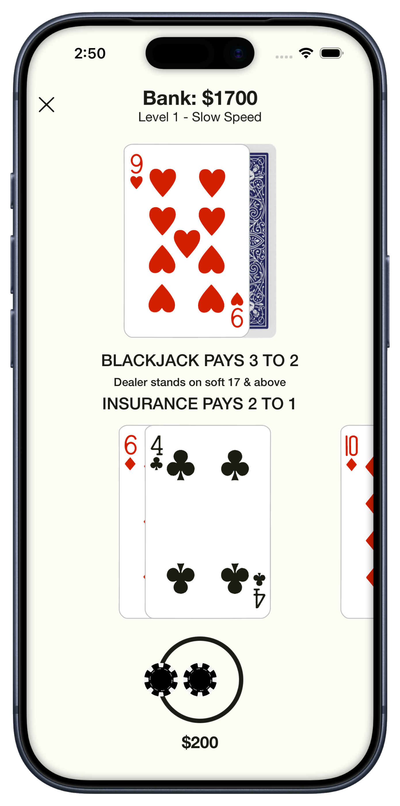 Play Blackjack after doubling down