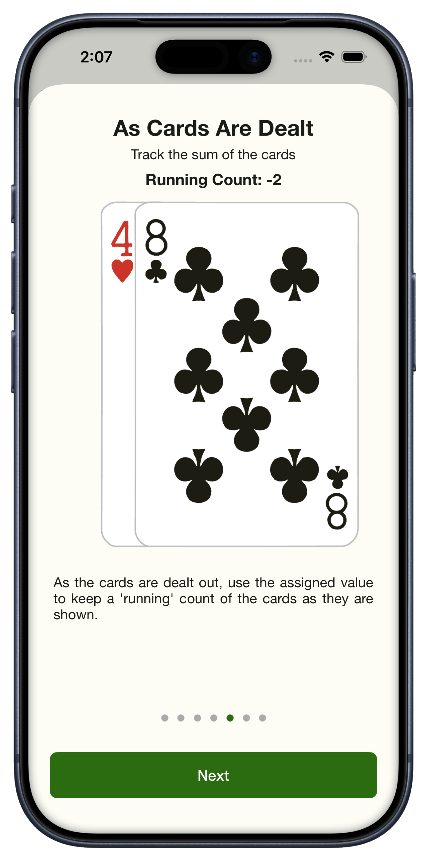 Running Count as cards are dealt off the shoe