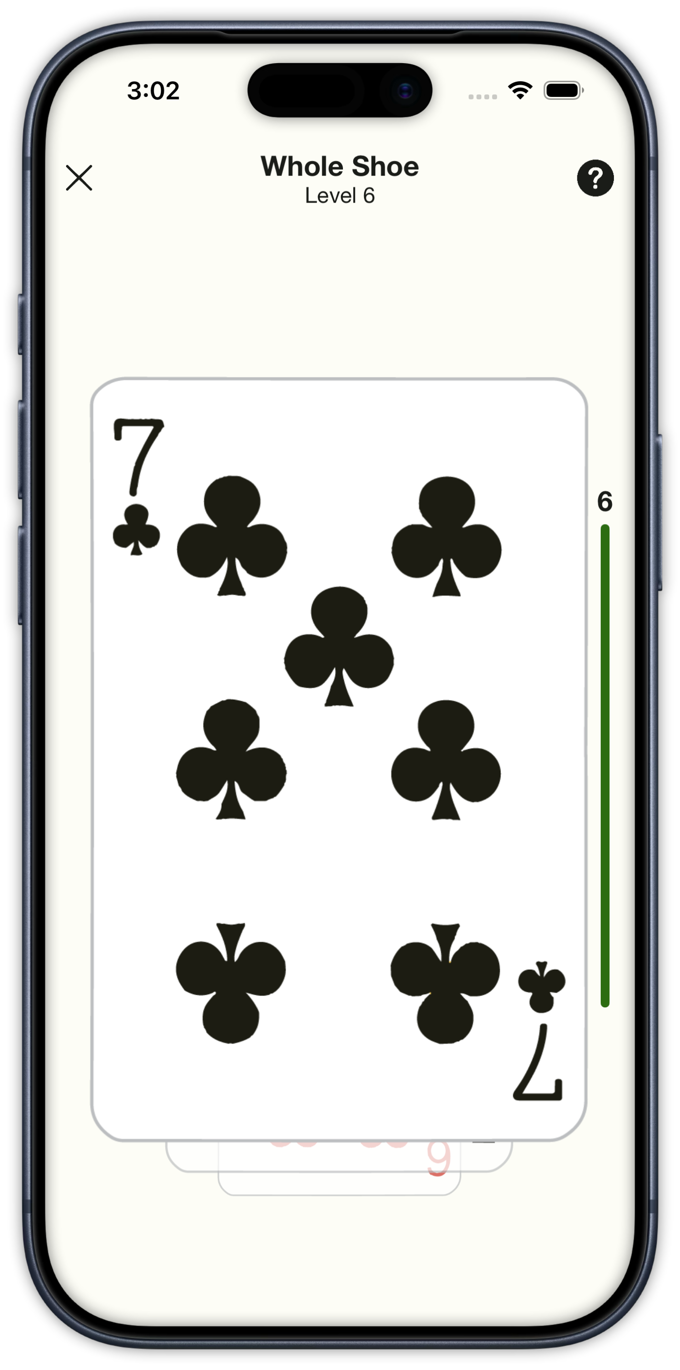 Swipe & Count Whole Shoe level with a 7 of clubs