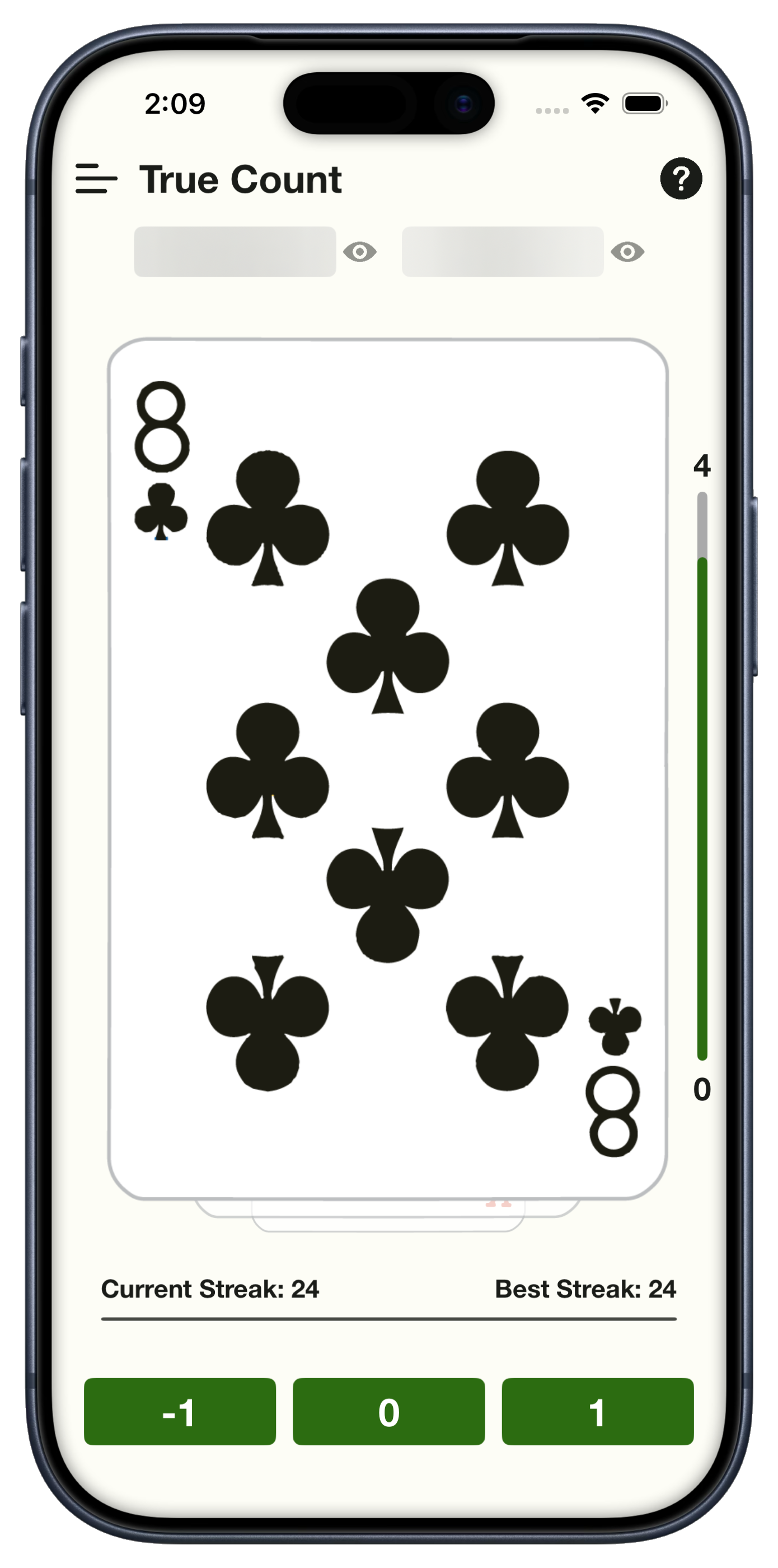 True Count practice with deck estimation on screen
